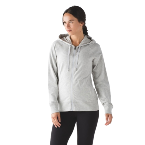 lululemon athletica Sweaters - Lululemon Split Hoodie Jacket Heathered Light Grey Women’s Size 6